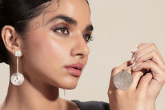 Textured Wheel Earrings With Calcedony