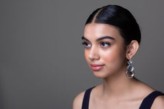 Three Crescents & Large Kundan Glass Earrings