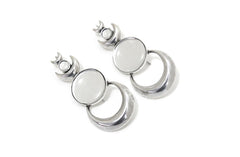 Three Crescents & Large Kundan Glass Earrings