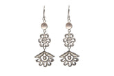 Three Tier Floral Lace Rose Quartz Earrings