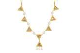 Triangular Kundan Necklace With Pearls Gold Plated