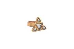 Triangular Kundan Ring Gold plated