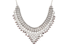 Yasmeen Silver Heavy Necklace With Pink Tourmaline