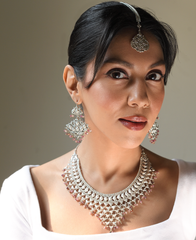 Yasmeen Silver Heavy Necklace With Pink Tourmaline