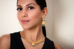 Yasmeen Single Layer Earrings with Turquoise (Gold plated)