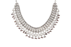 Yasmeen Silver Heavy Necklace With Pink Tourmaline