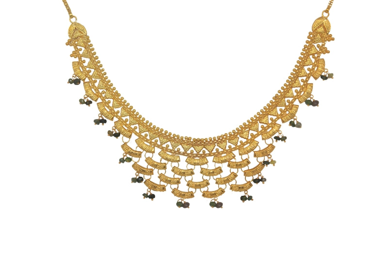 Yasmeen Heavy Necklace With Green Tourmaline (Gold Plated)