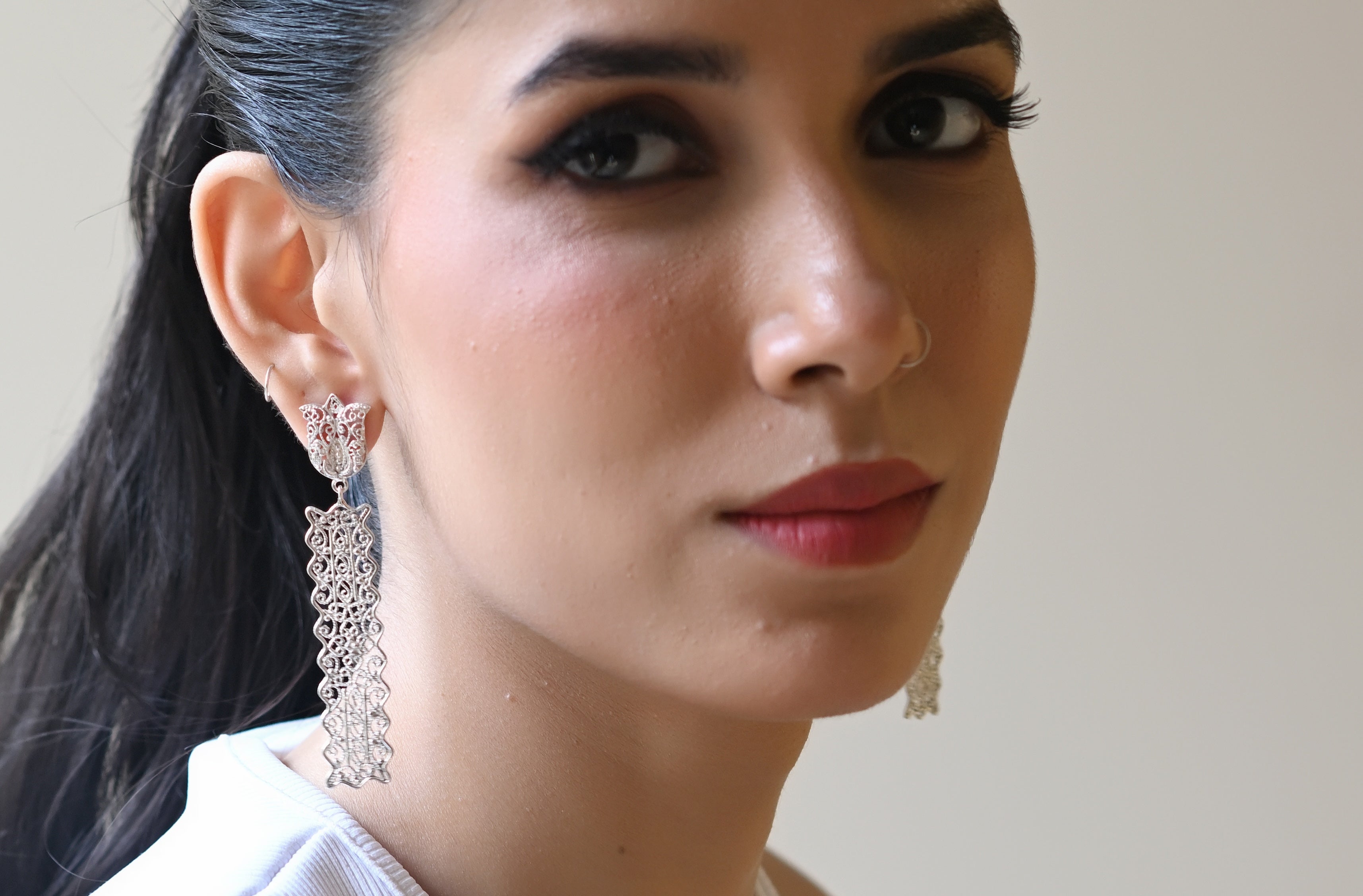 Filigree Long Tulip Earrings