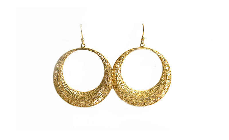 Filigree Crescent Danglers