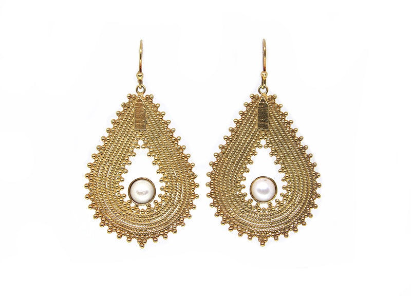 Gold Granulation Petal With Pearls plated