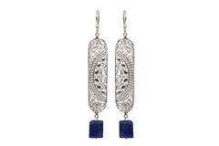 Taarkashi Long Earrings With Lapis Lazuli Bead