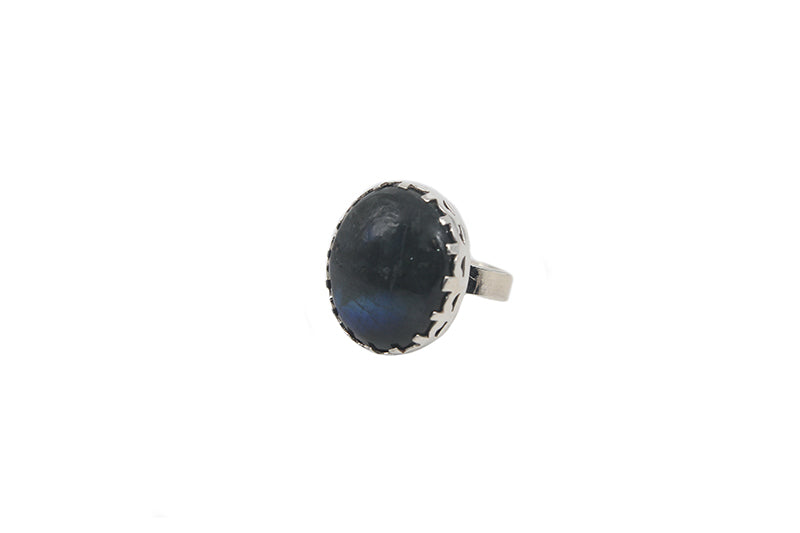 Round Labradorite In Prong Setting (Adjustable