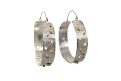 Broad Textured Hoops With Brass Granules