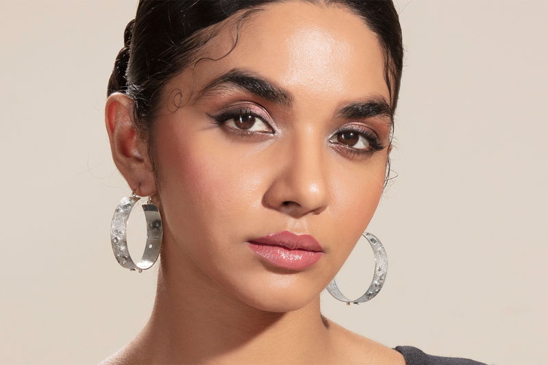 Broad Textured Hoops With Brass Granules