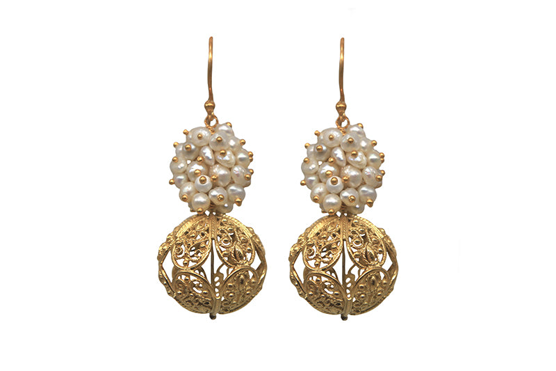 Cluster Pearl And Filigree Ball (Goldplated)