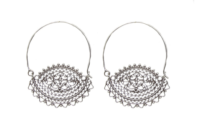 Delicate Filigree Hoops Plated