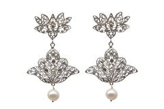 Double Filigree Lotus With Hanging Pearls