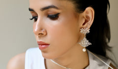 Double Filigree Lotus With Hanging Pearls