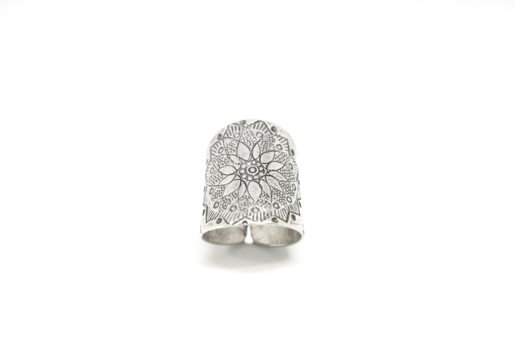 Etched Flower Open Band (Semi Adjustable)