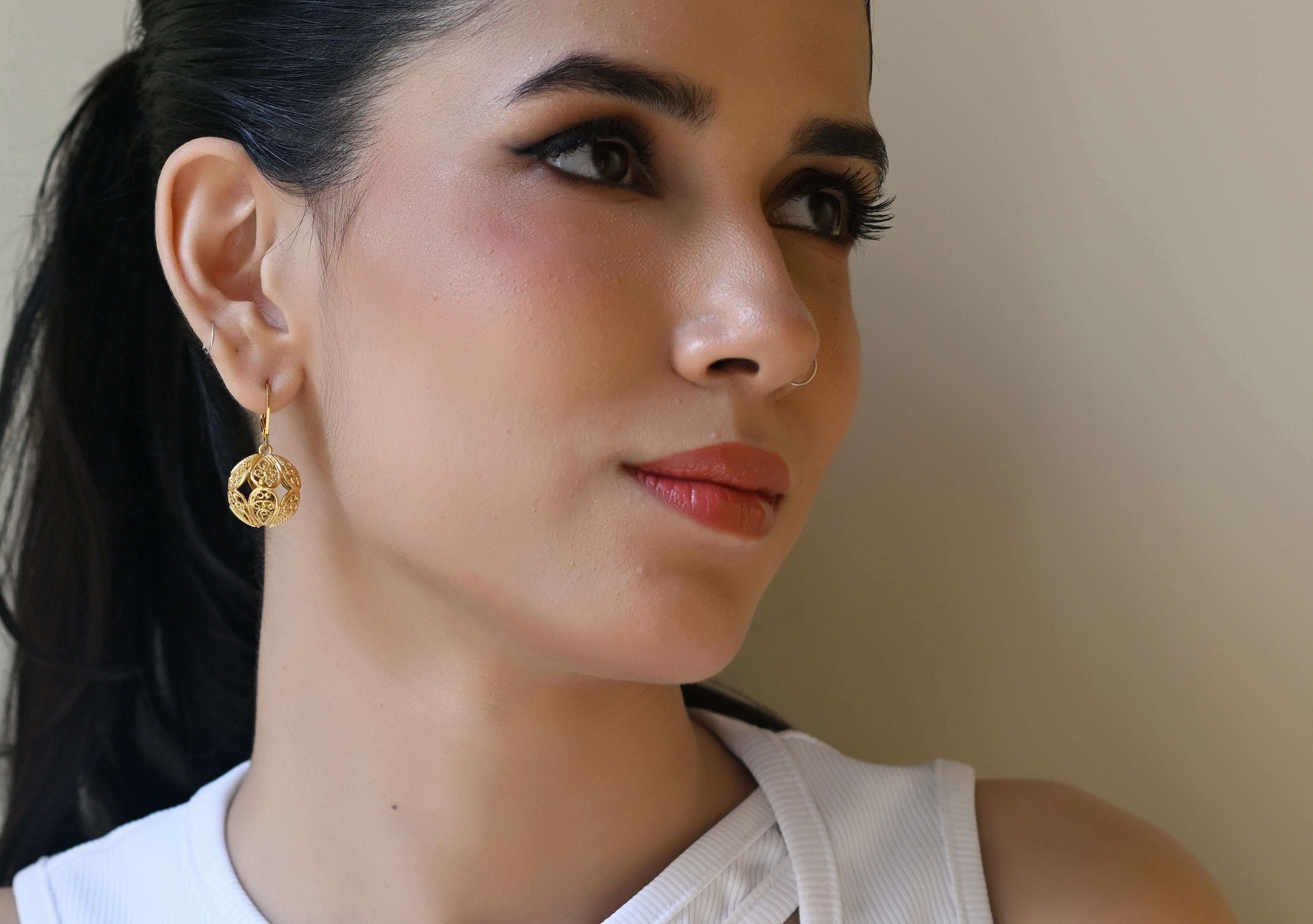 Filigree Ball Drop Earrings (GoldPlated)
