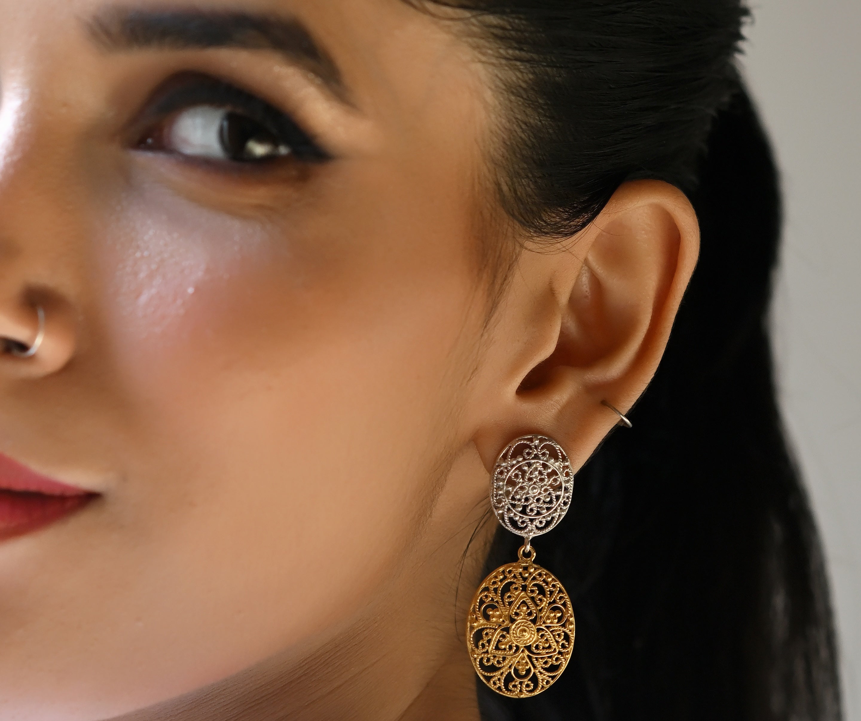 Filigree Double Oval Earrings