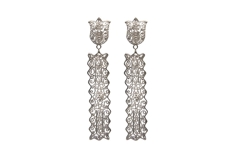 Filigree Long Tulip Earrings