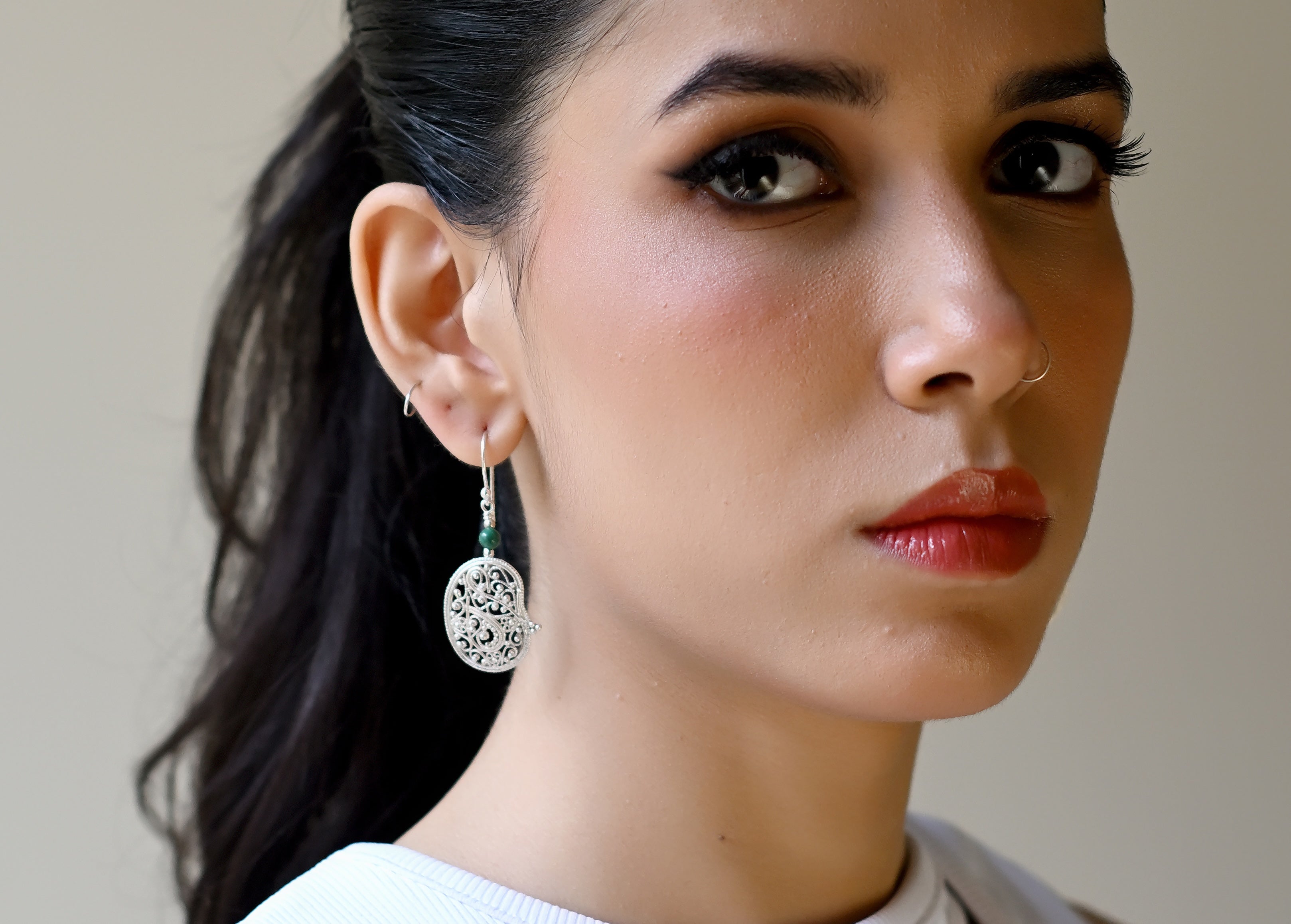 Filigree Paisley's With Malachite Bead