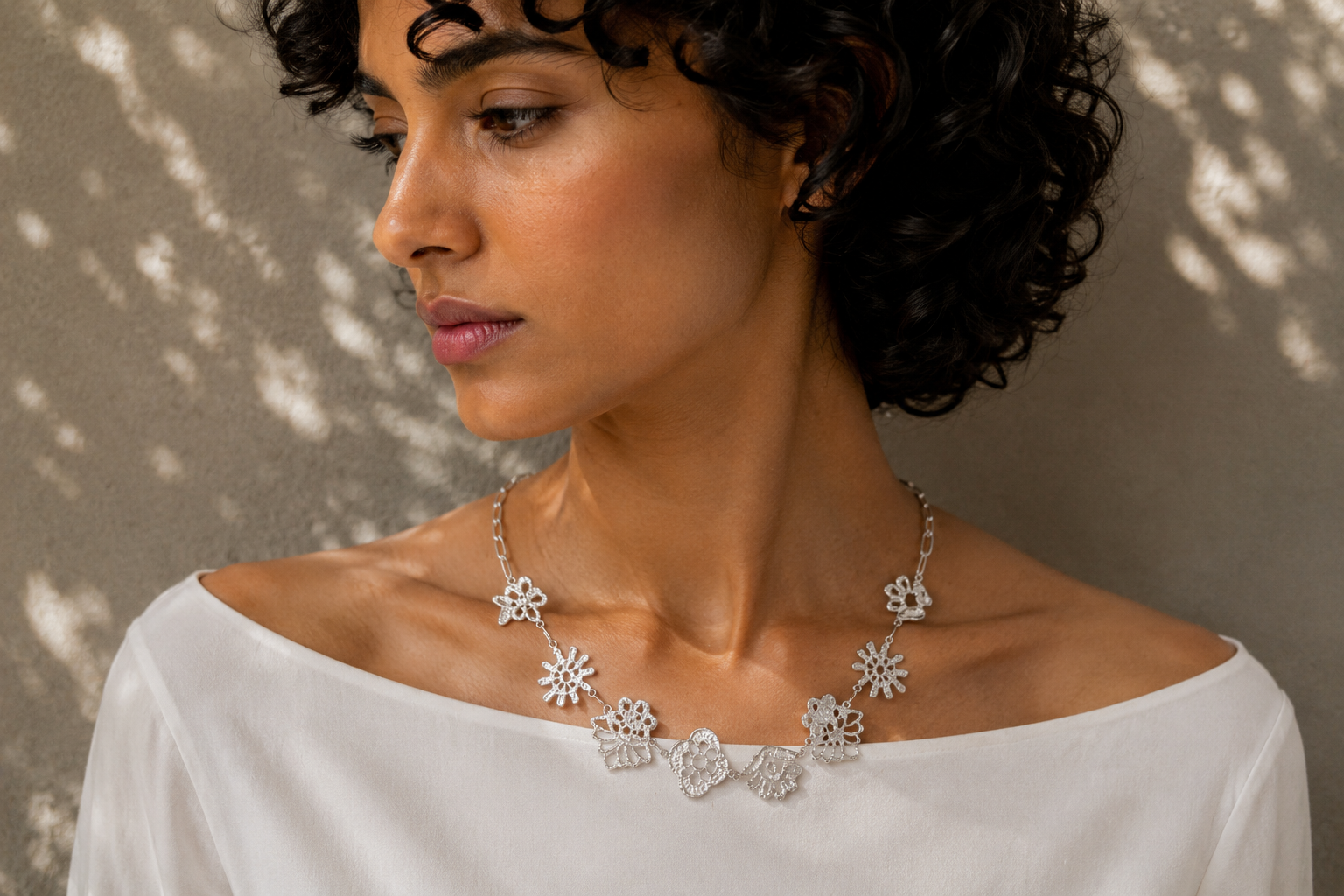 Floral Lace Charms Necklace