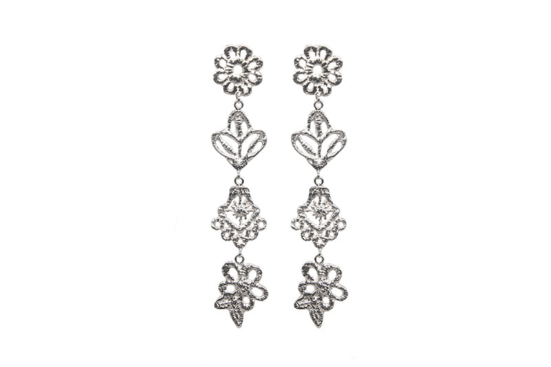 Four Tier Lace Charms Earrings