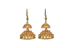 Gold Double Filigree Jhumkas Plated