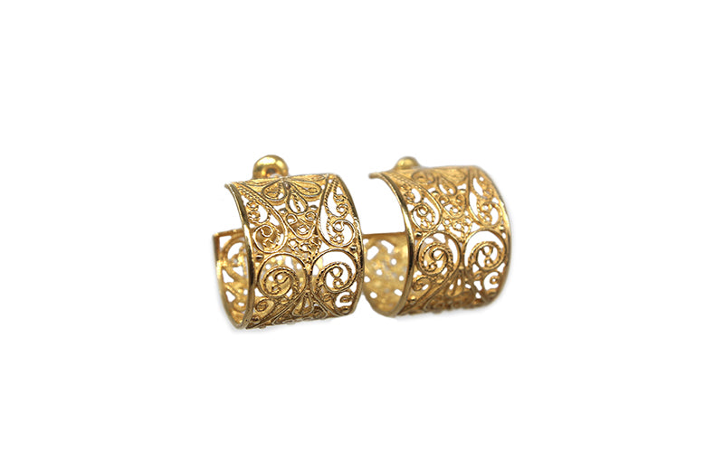 Gold Small Filigree Hoop Posts plated