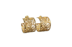 Gold Small Filigree Hoop Posts plated