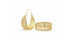 Gold Tapered Filigree Hoops