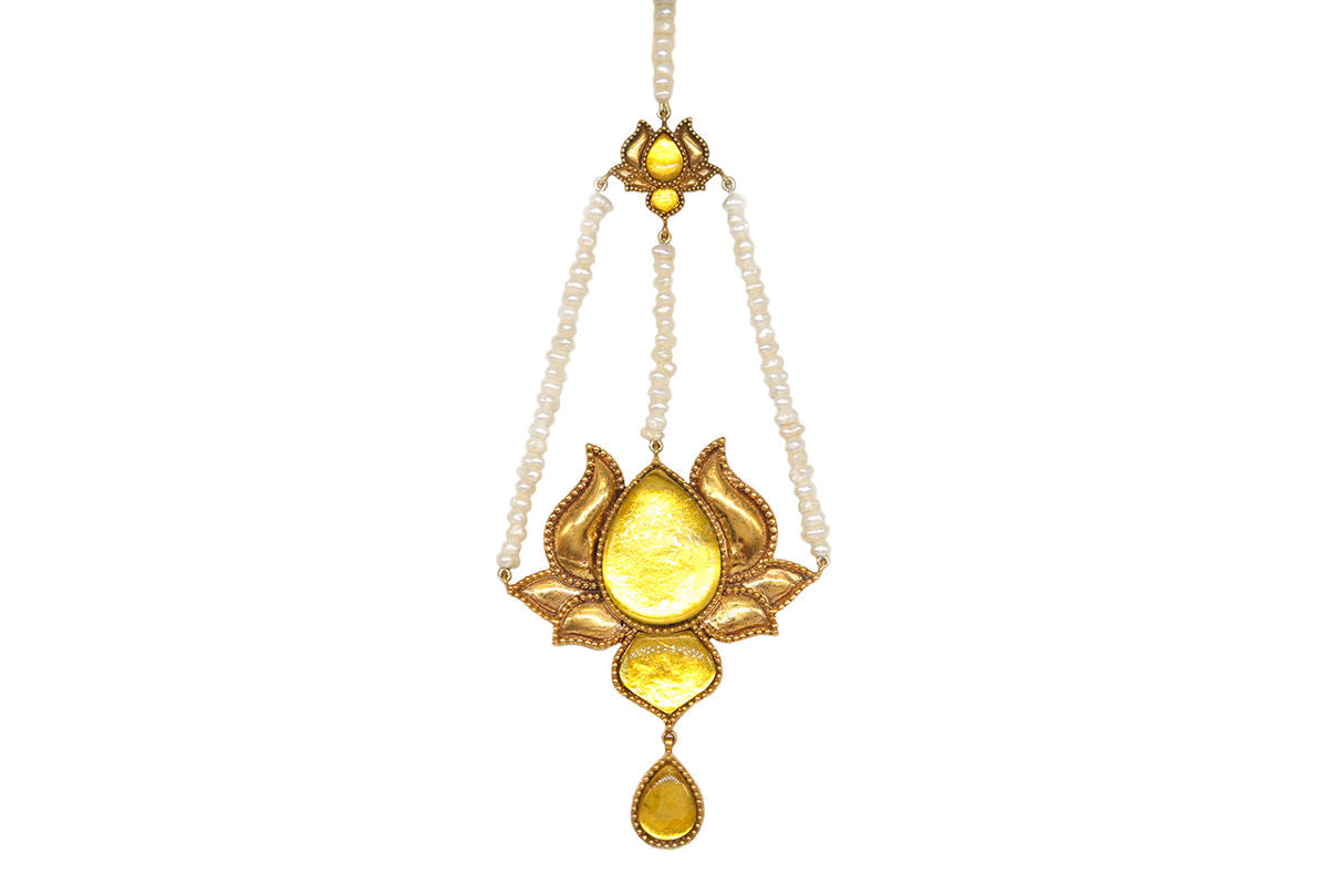 Lotus Jhoomer With Pearls Gold Plated