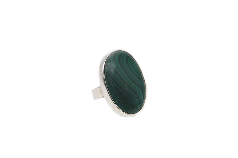 Oval Malachite Ring (Ajustable)