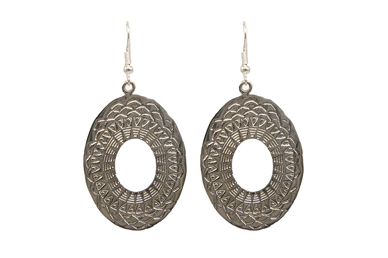Oval Etched Plated Earrings