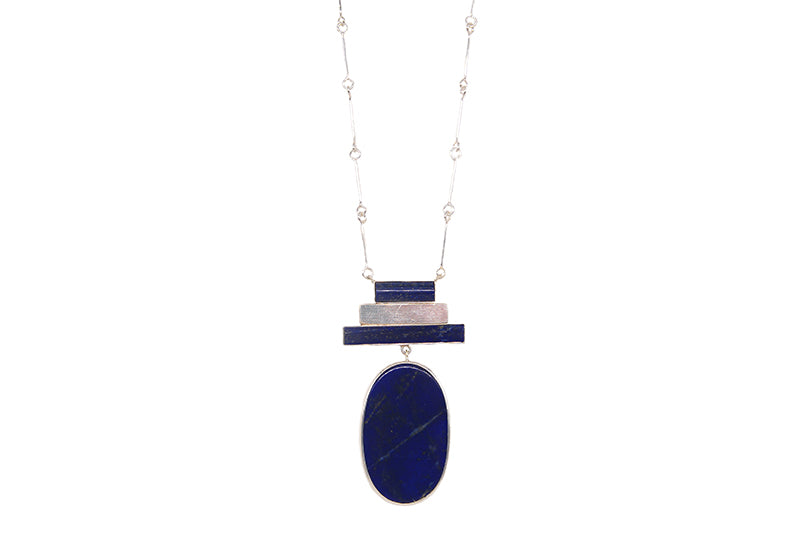 Oval Lapislazuli With Loop Chain