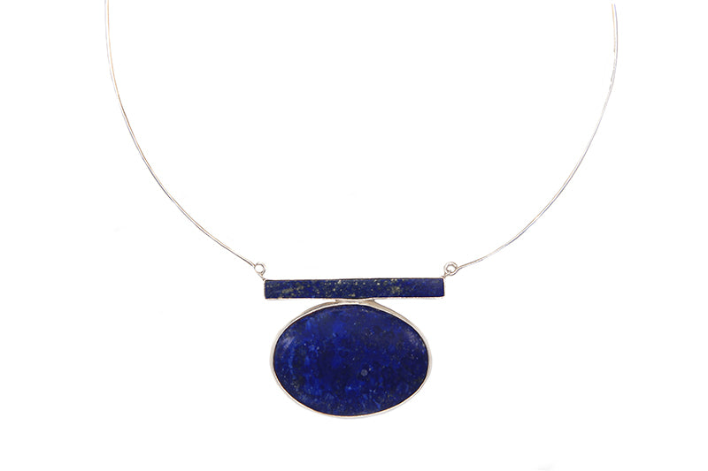 Oval Lapislazuli With Silver Wire