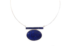 Oval Lapislazuli With Silver Wire