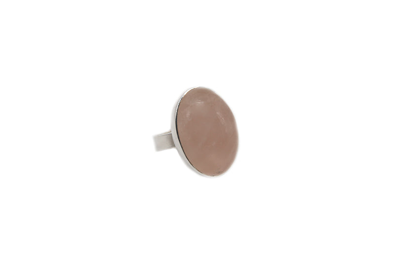 Oval Rose Quartz Ring (Adjustable)