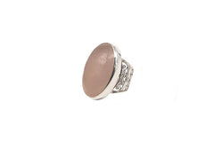 Oval Rose Quartz With Filigree Band (Semi-Adjustable)