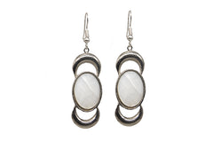 Plated Double Crescent Earrings With Pearl