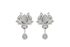 Plated Lotus Earrings With Glass