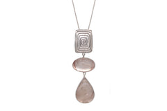 Rectangular Spiral With Double Rose Quartz