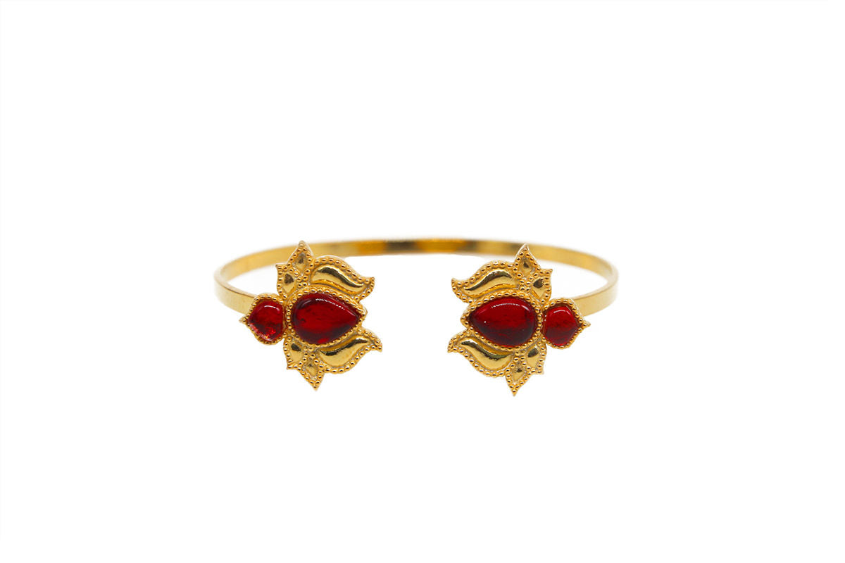 Red Lotus Cuff Gold Plated