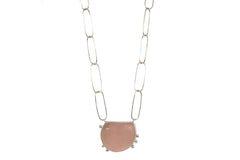 Rose Quartz In Paper Clip Chain