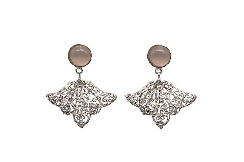 Rose Quartz With Hanging Filigree Lotus