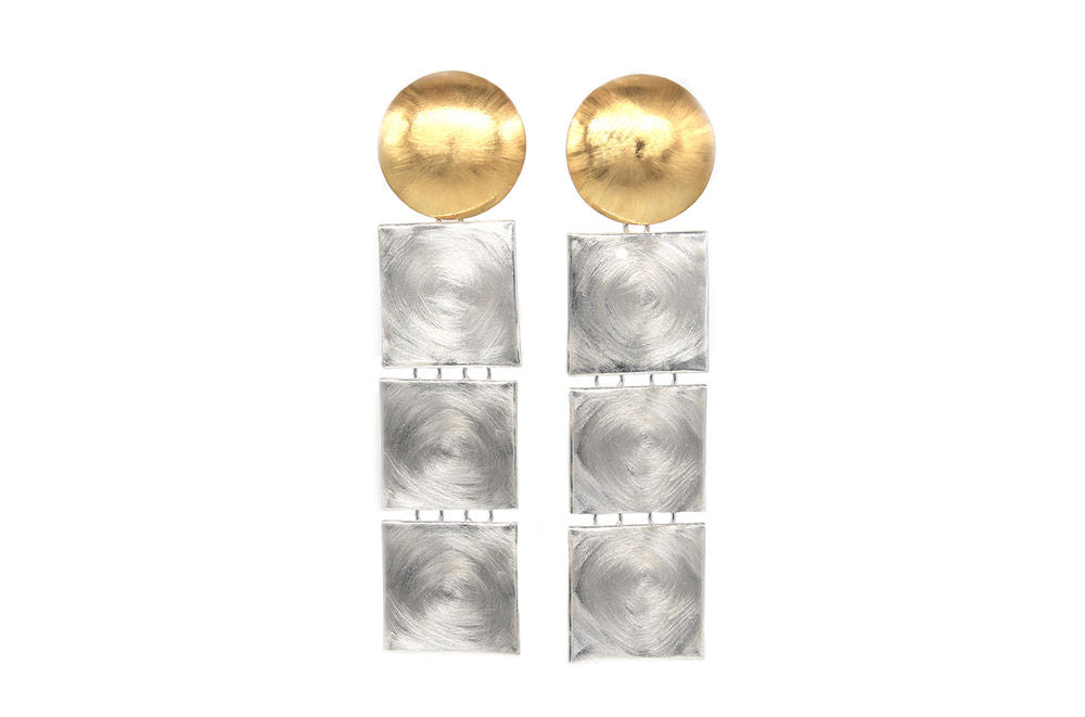 Round And Three Square Earrings