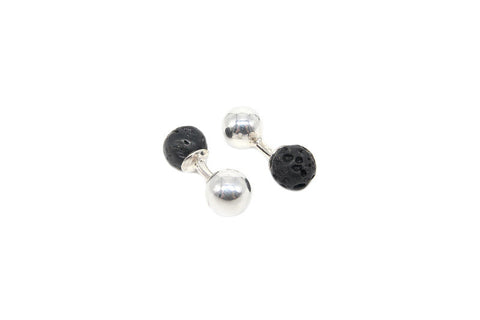 Round Cufflinks With Lava Stone(Customized )