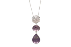 Round Spiral Necklace With Double Amethyst